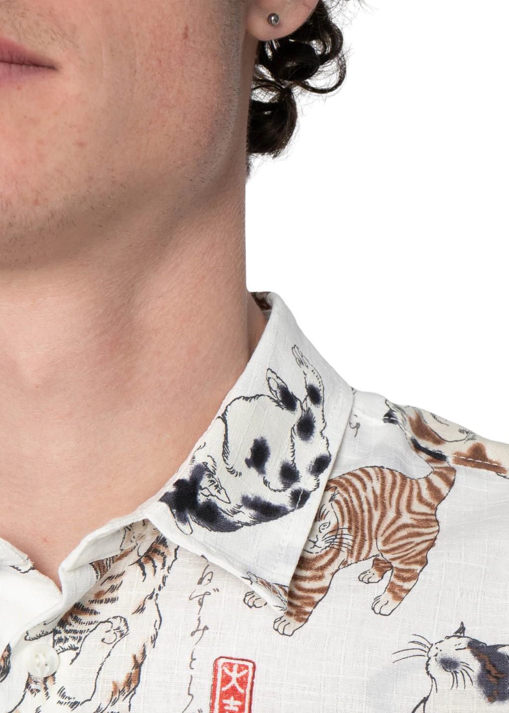 Naked & Famous Denim - Japanese Neko (Cats) - Bone