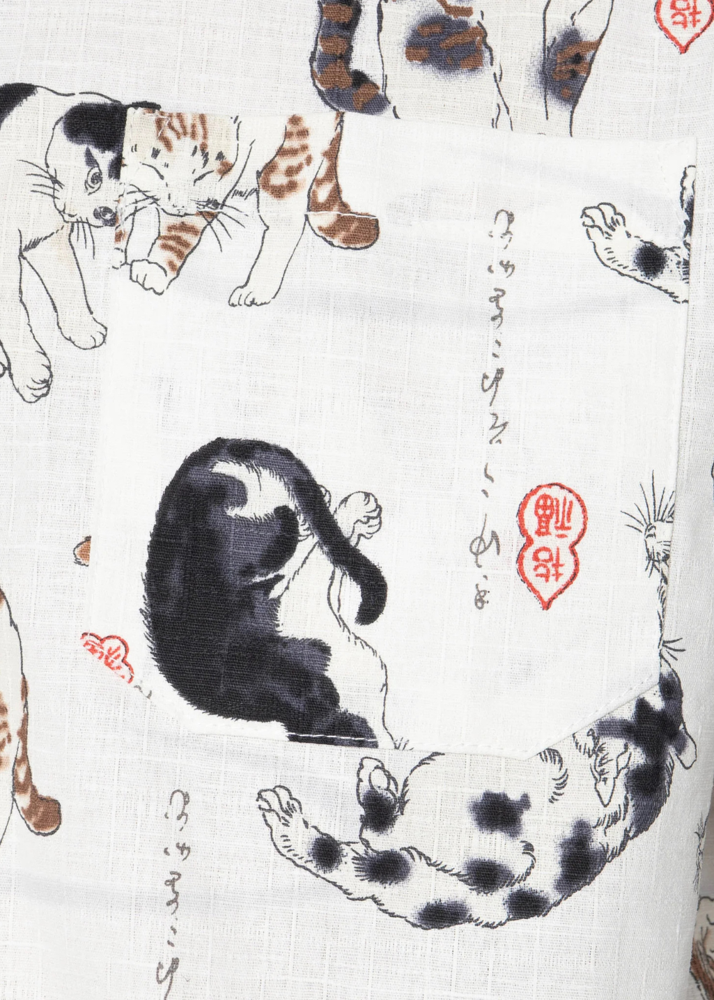 Naked & Famous Denim - Japanese Neko (Cats) - Bone