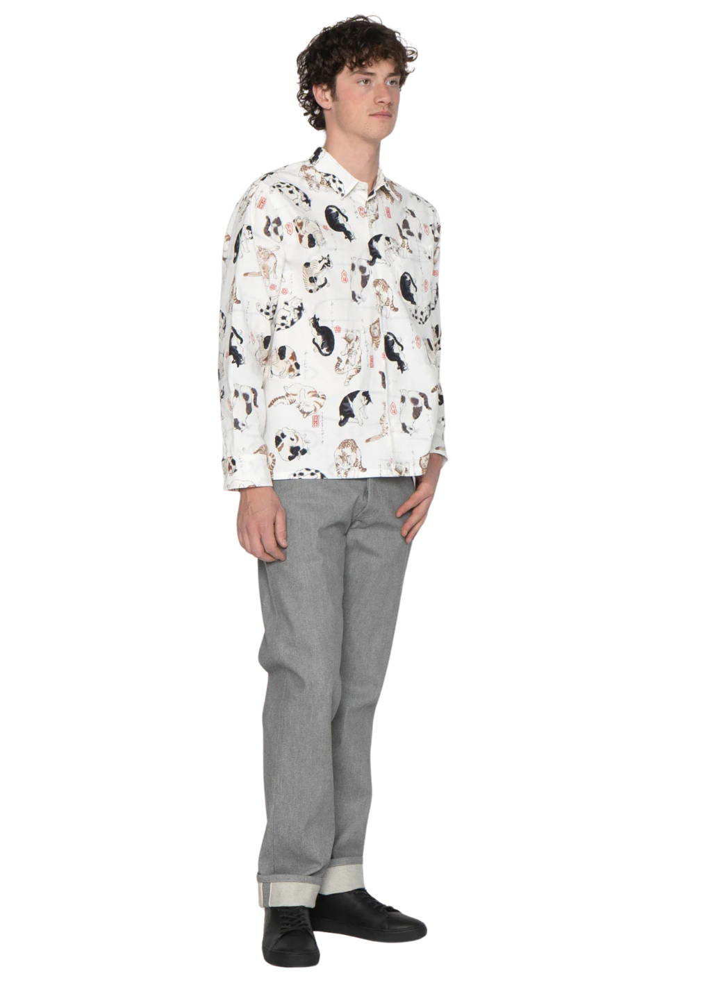 Naked & Famous Denim - Japanese Neko (Cats) - Bone
