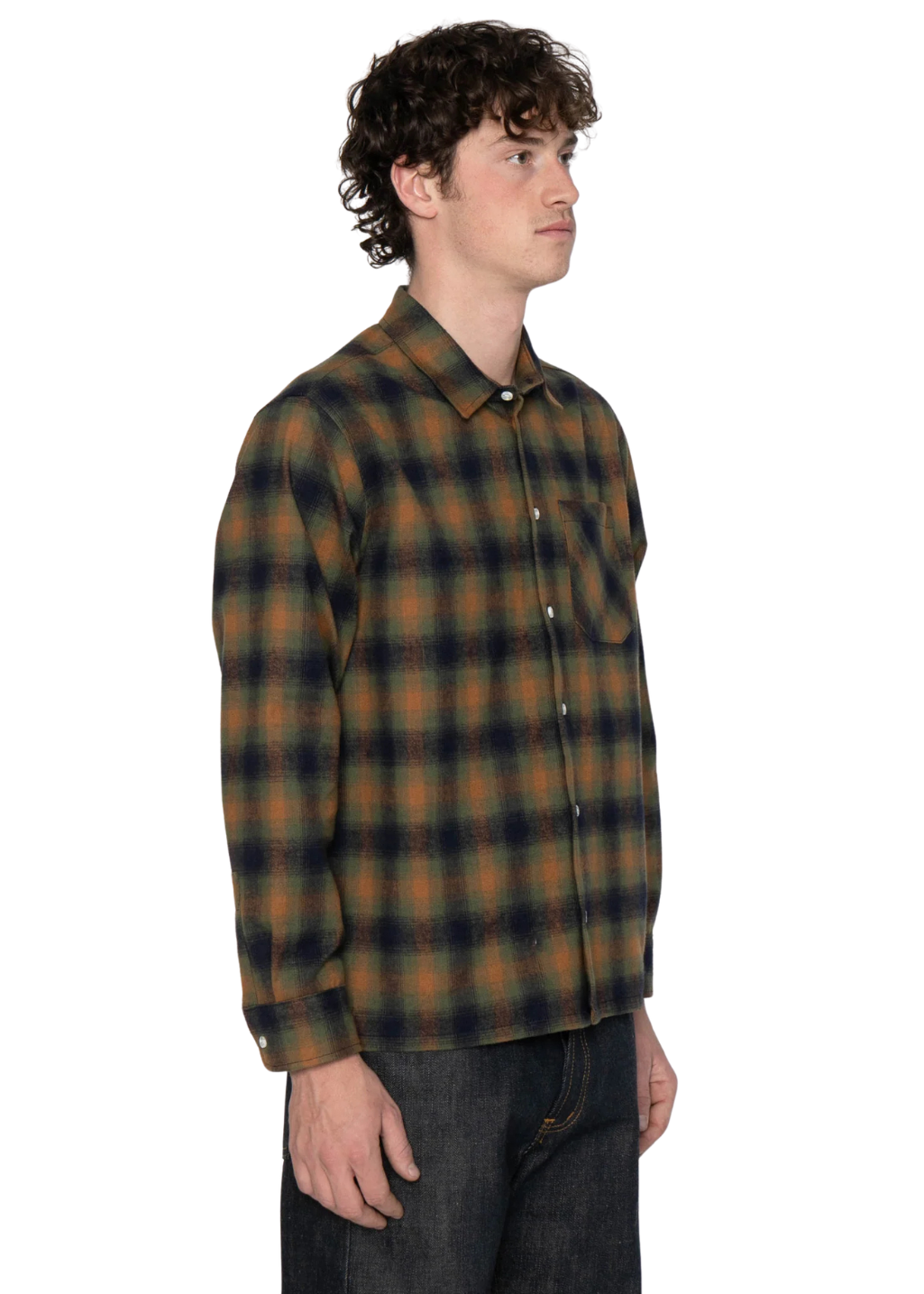 Naked & Famous Denim - True Shirt - Shaggy Flannel - Moss Green