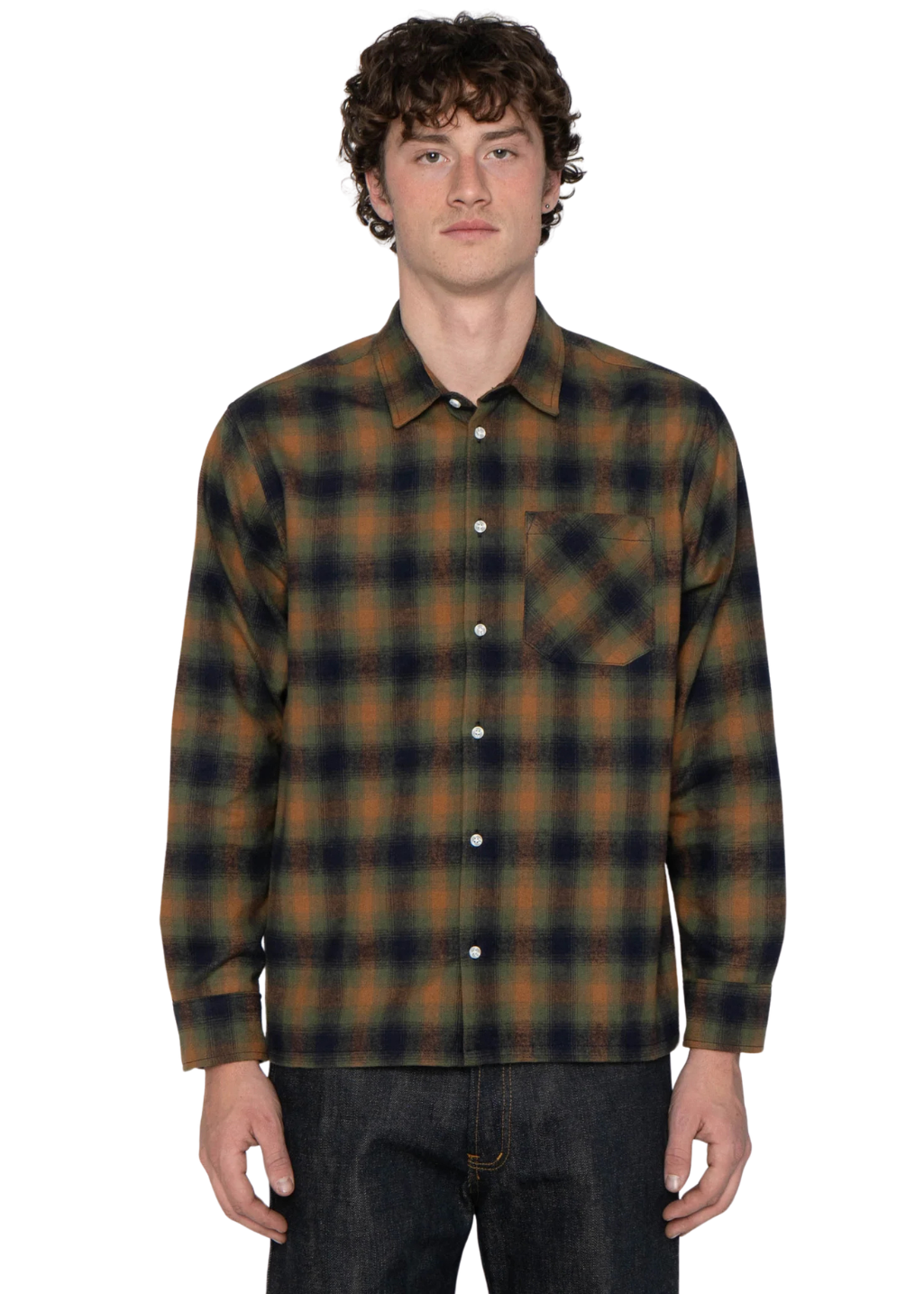 Naked & Famous Denim - True Shirt - Shaggy Flannel - Moss Green