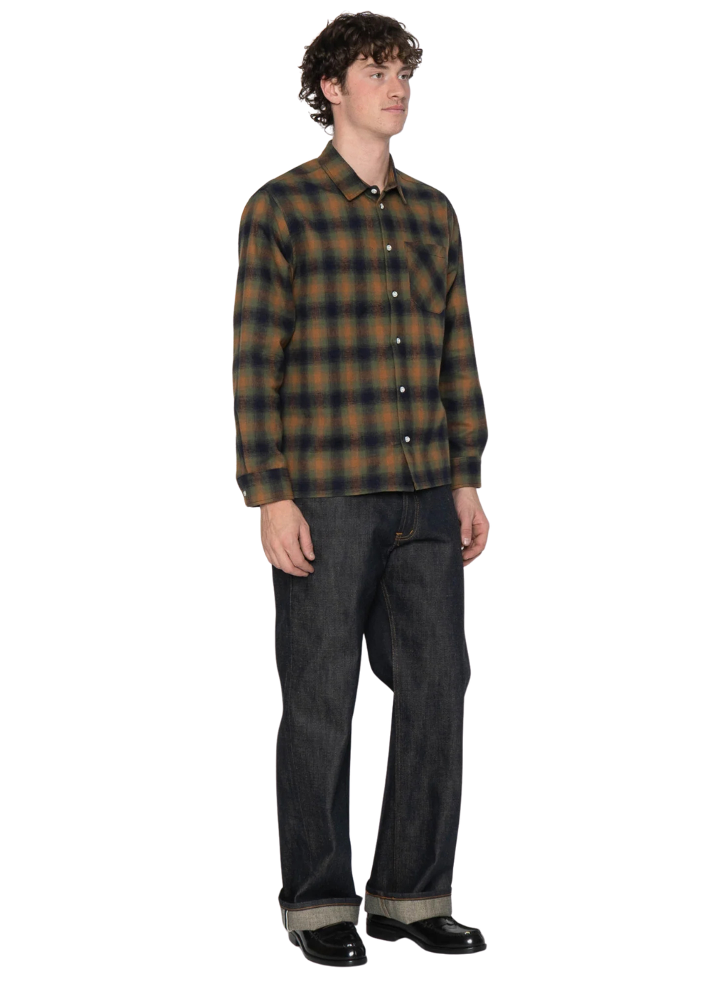 Naked & Famous Denim - True Shirt - Shaggy Flannel - Moss Green