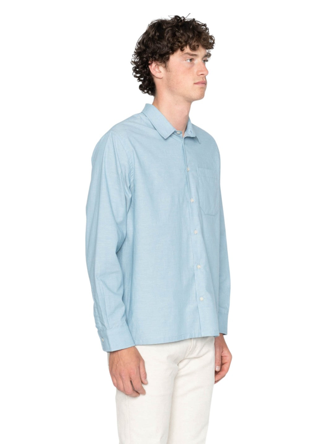 Naked & Famous Denim - True Shirt - Selvedge Chambray - Pale Blue - Hardpressed Print Studio Inc.
