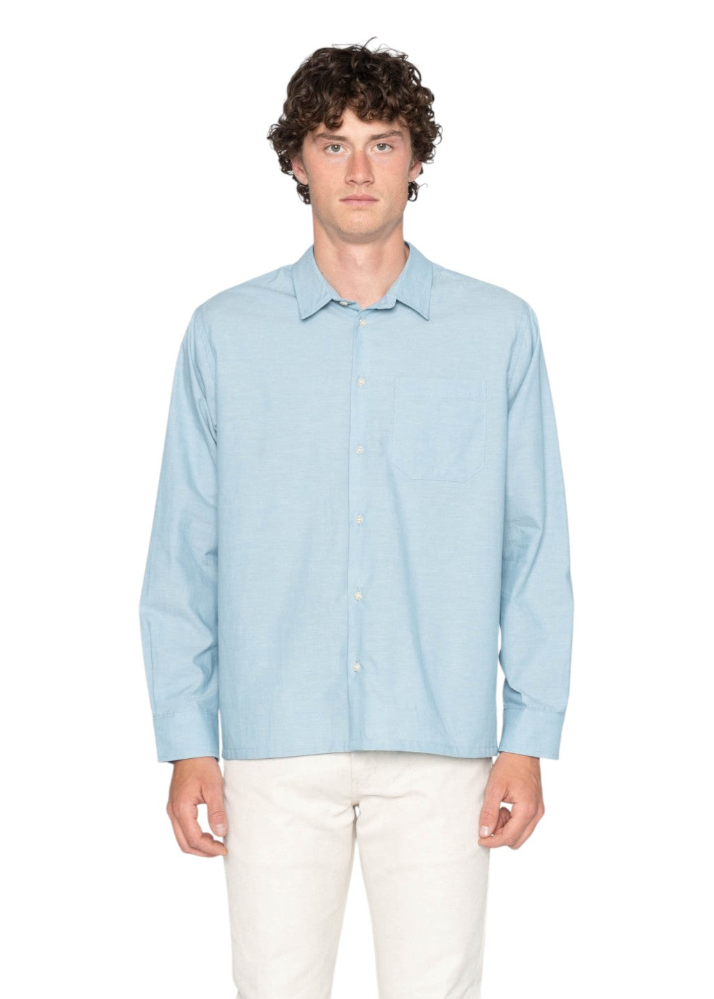 Naked & Famous Denim - True Shirt - Selvedge Chambray - Pale Blue - Hardpressed Print Studio Inc.