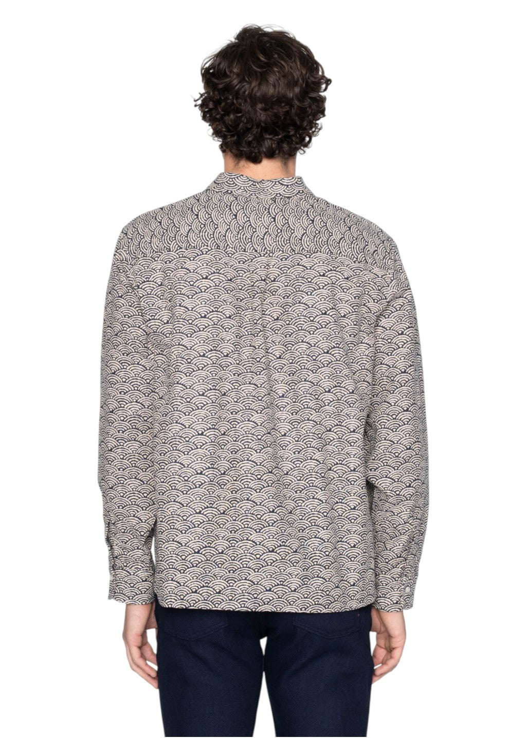 Naked & Famous Denim - True Shirt - Seigaiha Waves - Indigo - Hardpressed Print Studio Inc.