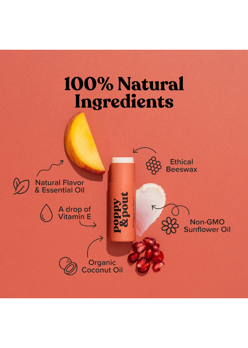 Poppy & Pout - Pomegranate Peach Lip Balm