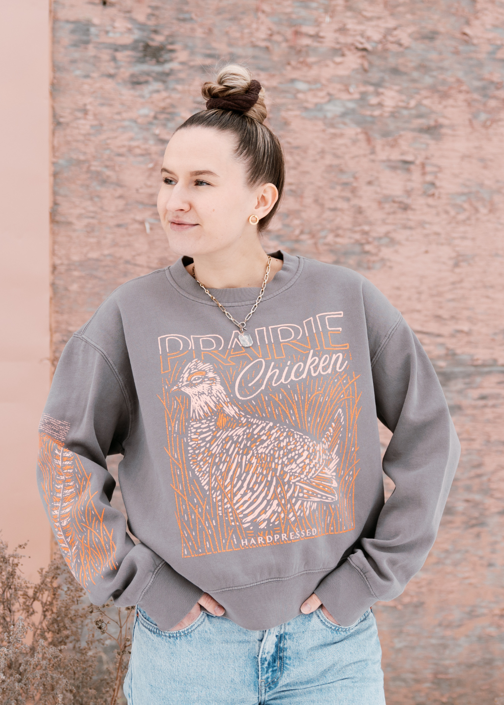 Prairie Chicken Crewneck | Vintage Grey | Ladies