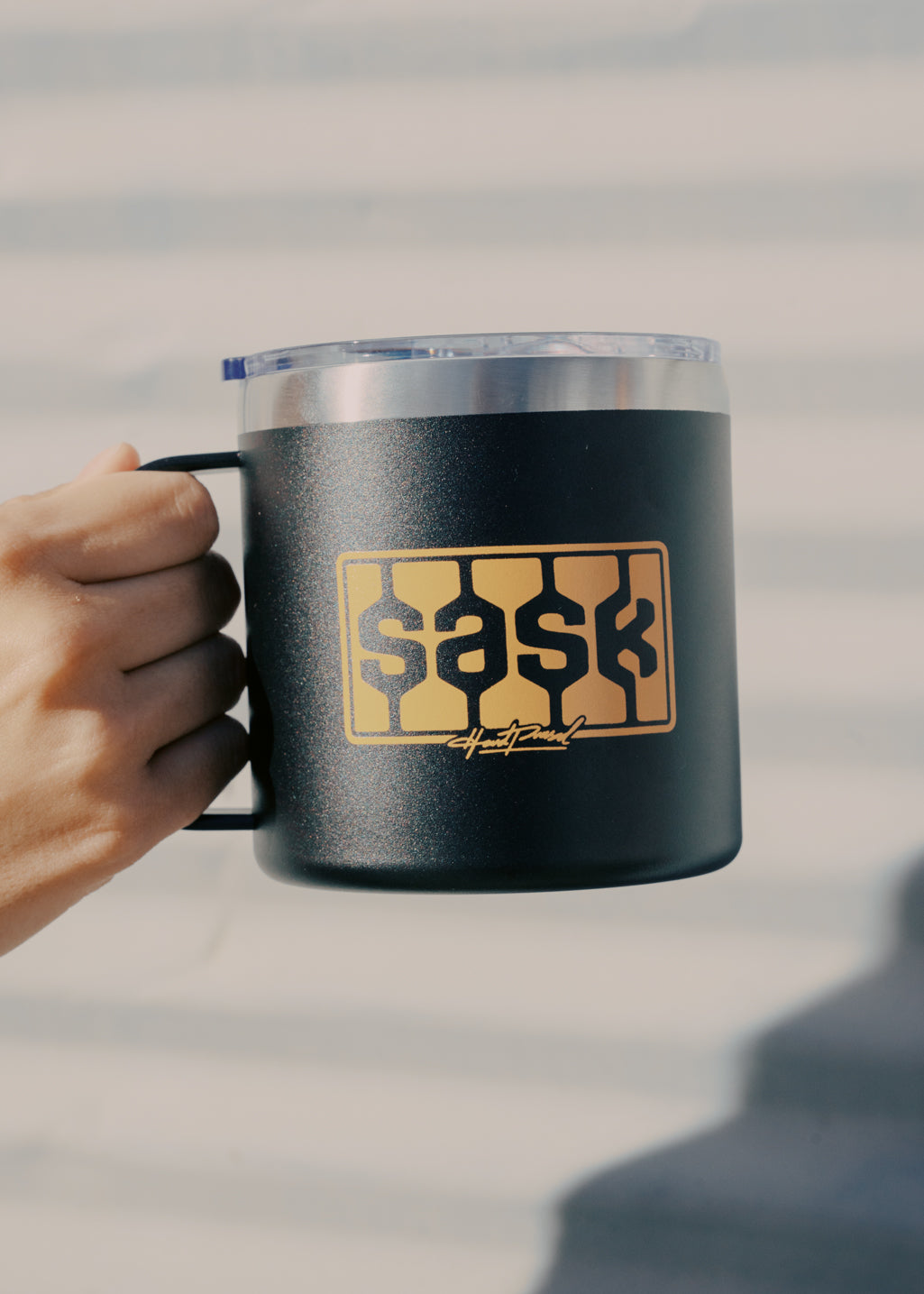 Sask Travel Mug | Black/Orange