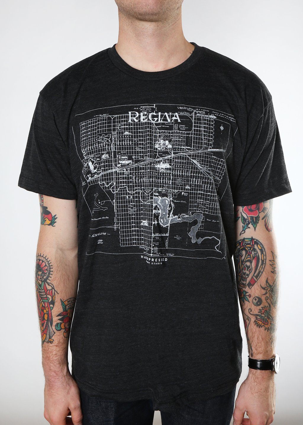 XL | Regina Map Tee | Tri-Black | Ladies