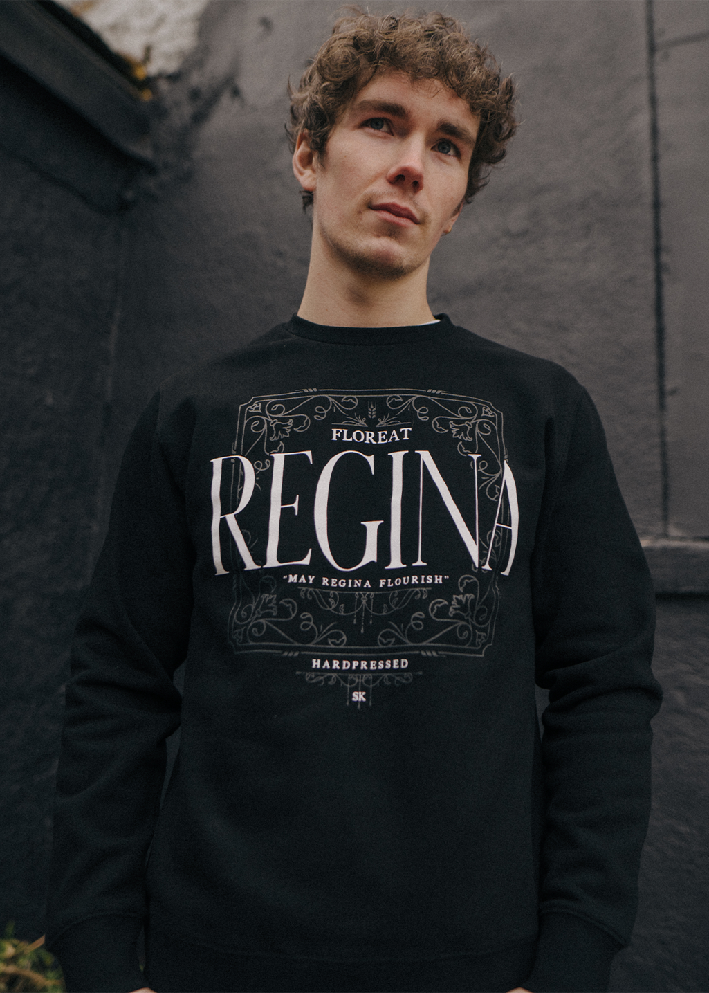 Floreat Regina Crewneck | Black | Unisex - Hardpressed Print Studio Inc.