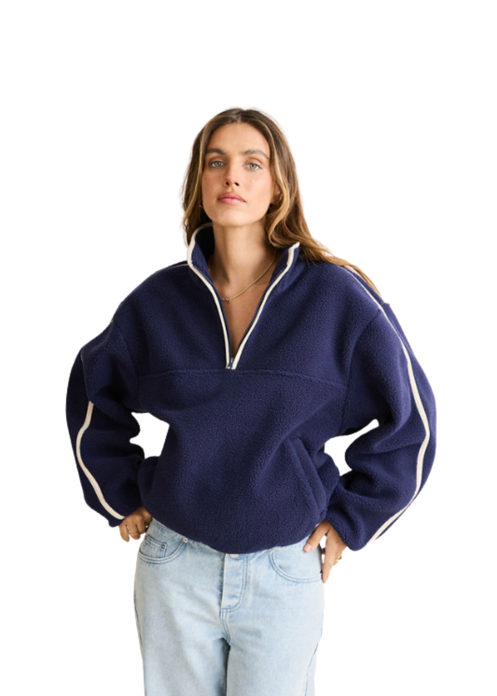 Rhythm - Camp Half Zip Sherpa Pullover - Ocean