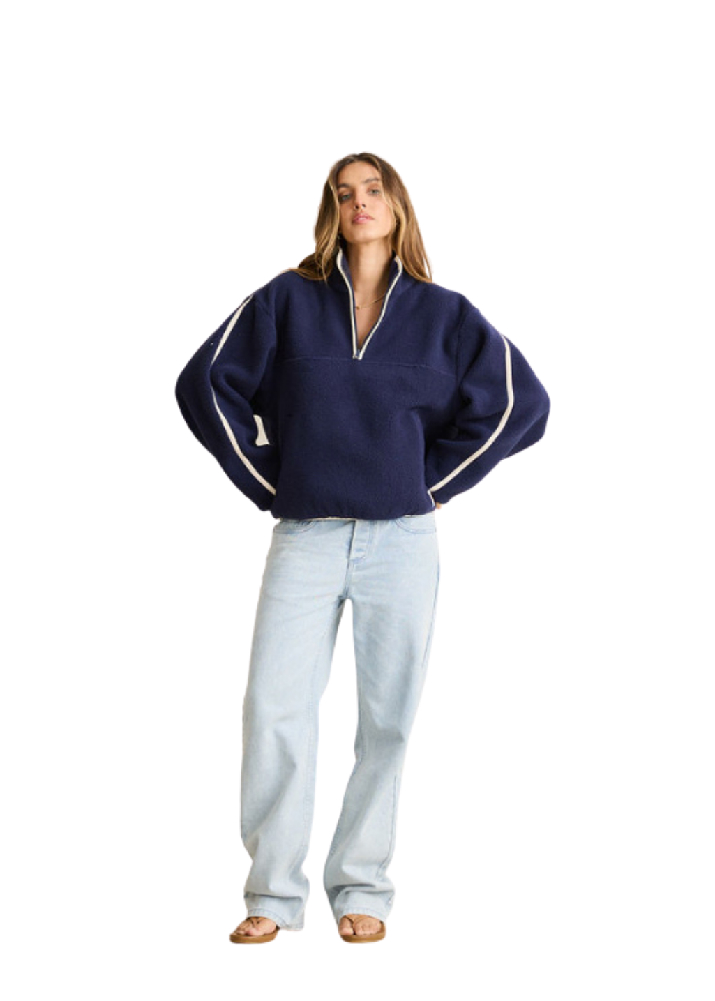 Rhythm - Camp Half Zip Sherpa Pullover - Ocean