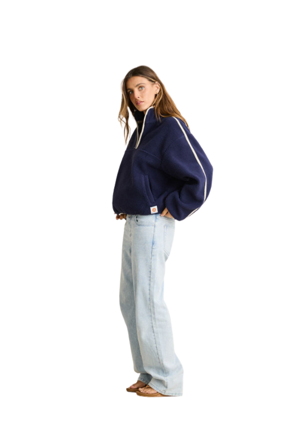 Rhythm - Camp Half Zip Sherpa Pullover - Ocean