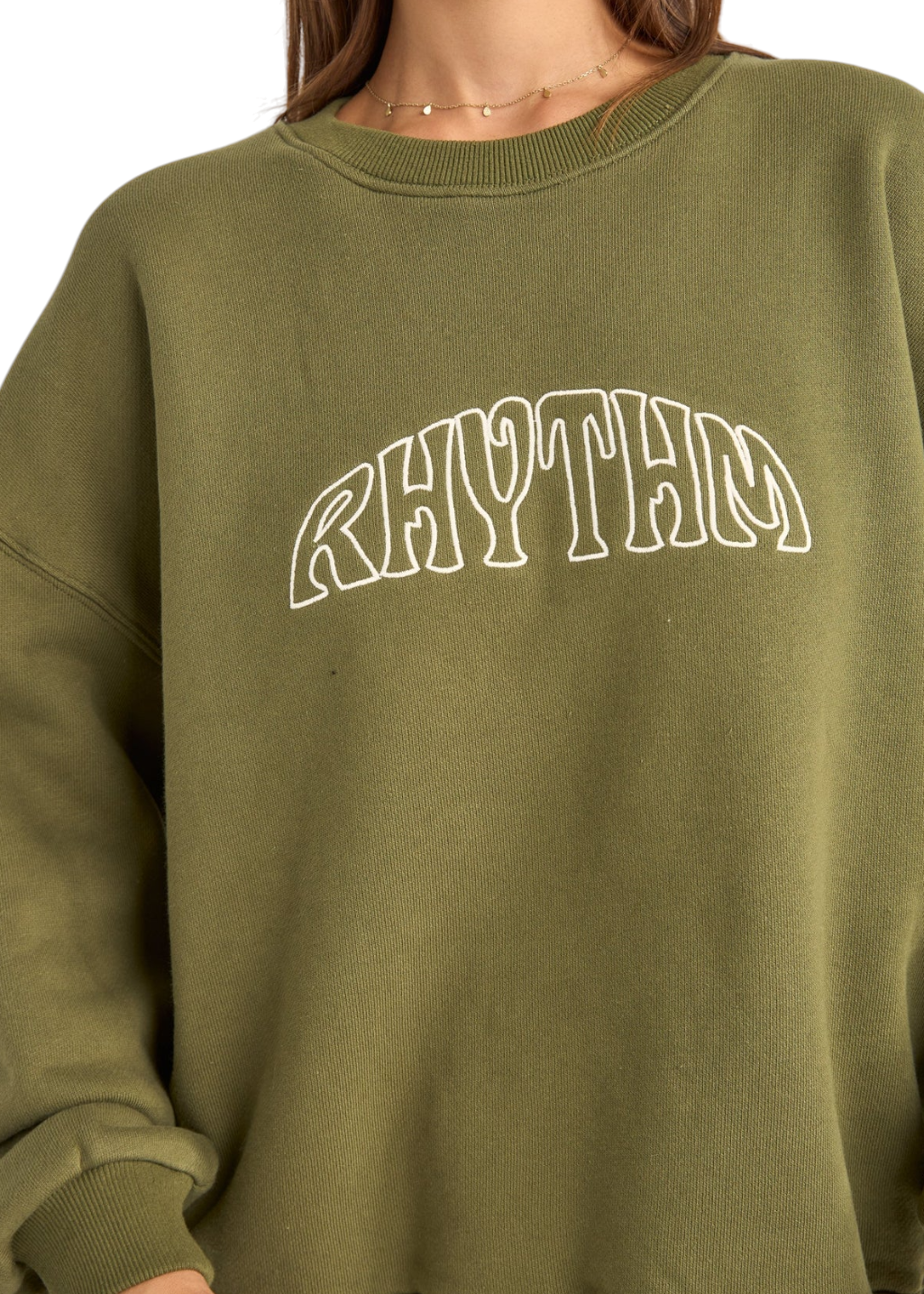 Rhythm - College Crew Neck Fleece - Olive