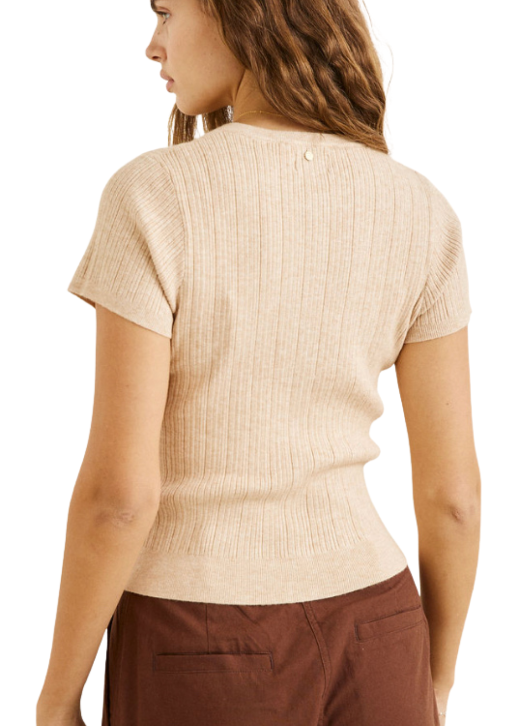 Rhythm - Dana Short Sleeve Cardigan - Oat