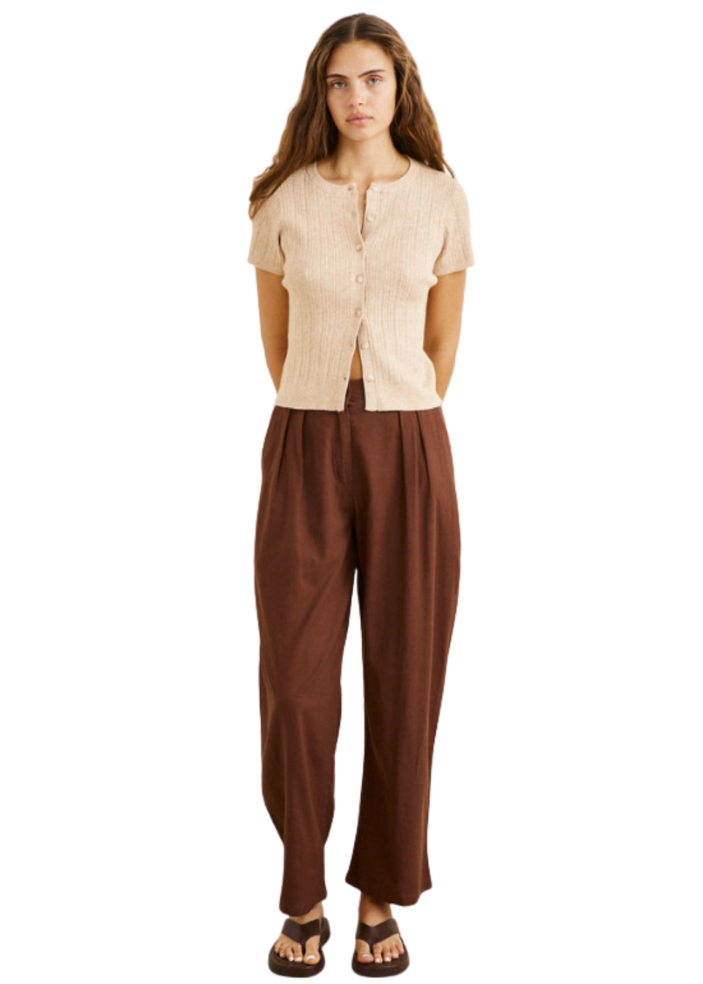 Rhythm - Dana Short Sleeve Cardigan - Oat