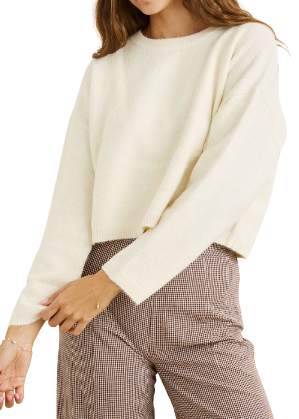 Rhythm - Estelle Fluffy Crewneck Knit - Cream