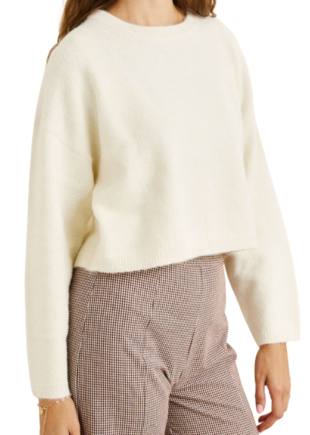 Rhythm - Estelle Fluffy Crewneck Knit - Cream