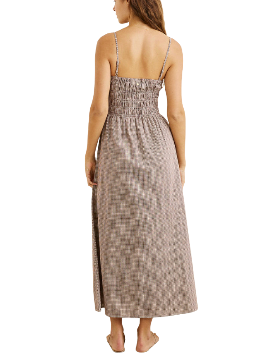 Rhythm - London Check Midi Dress - Chocolate