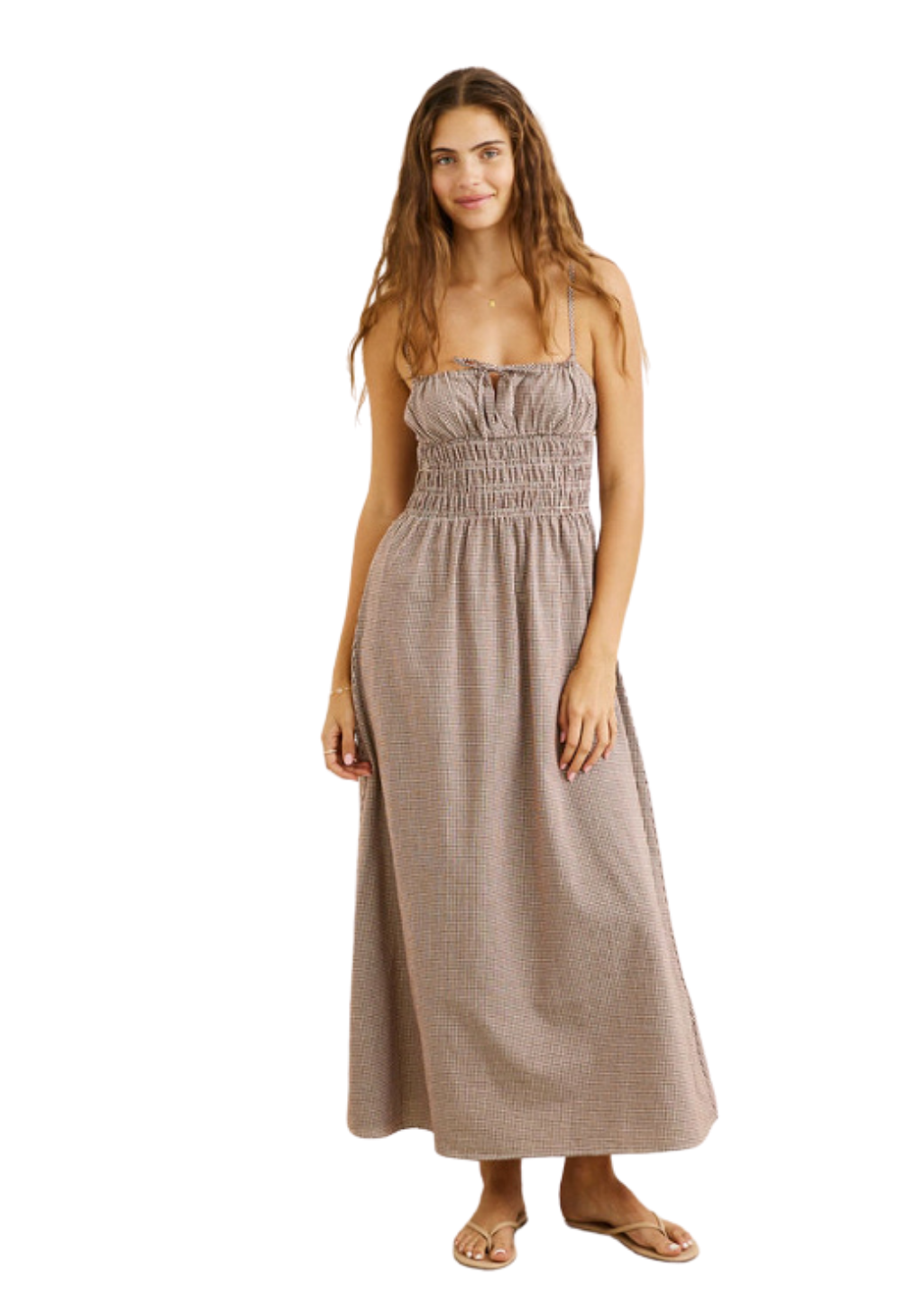 Rhythm - London Check Midi Dress - Chocolate