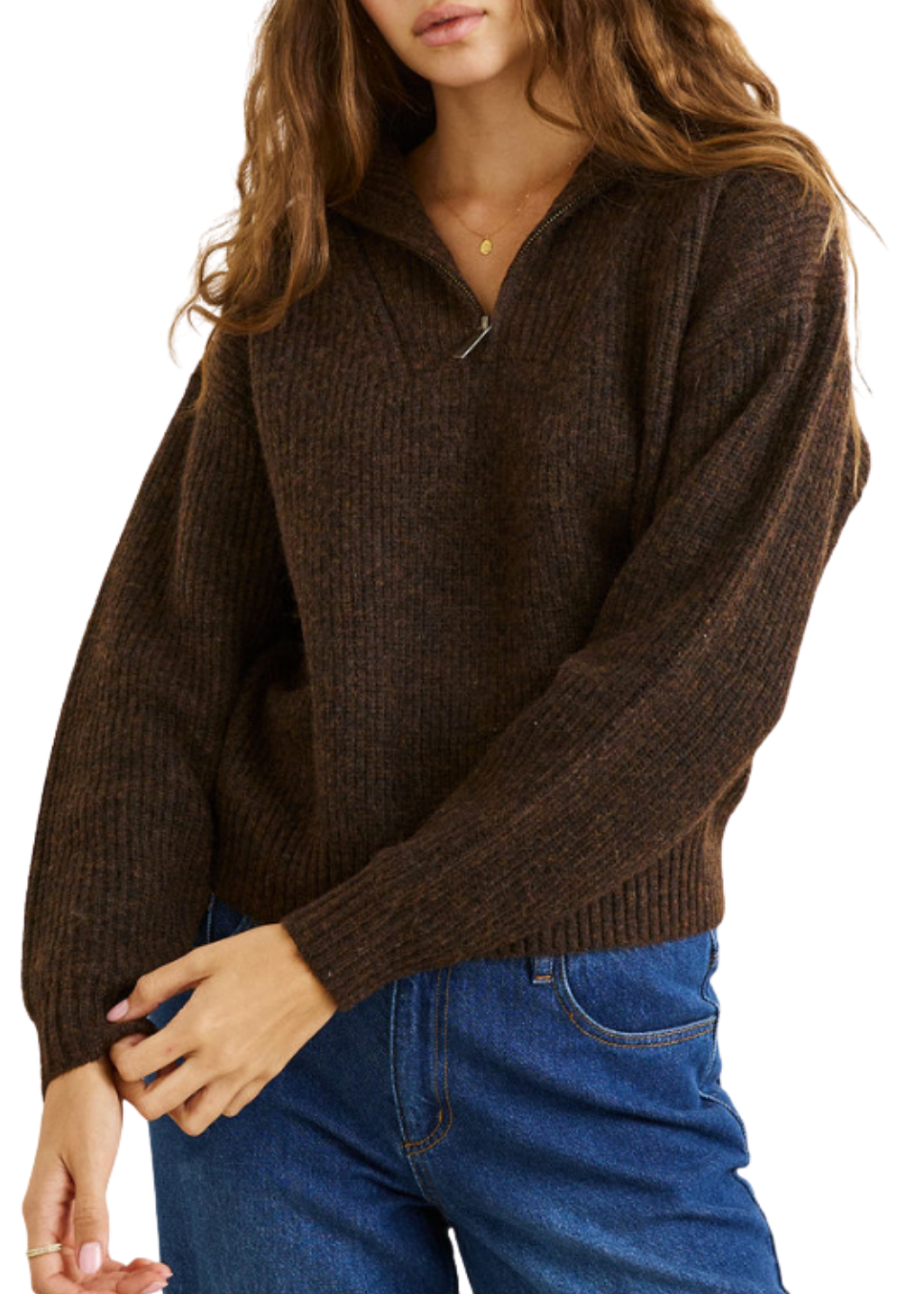 Rhythm - Quincy Zip Knit - Chocolate