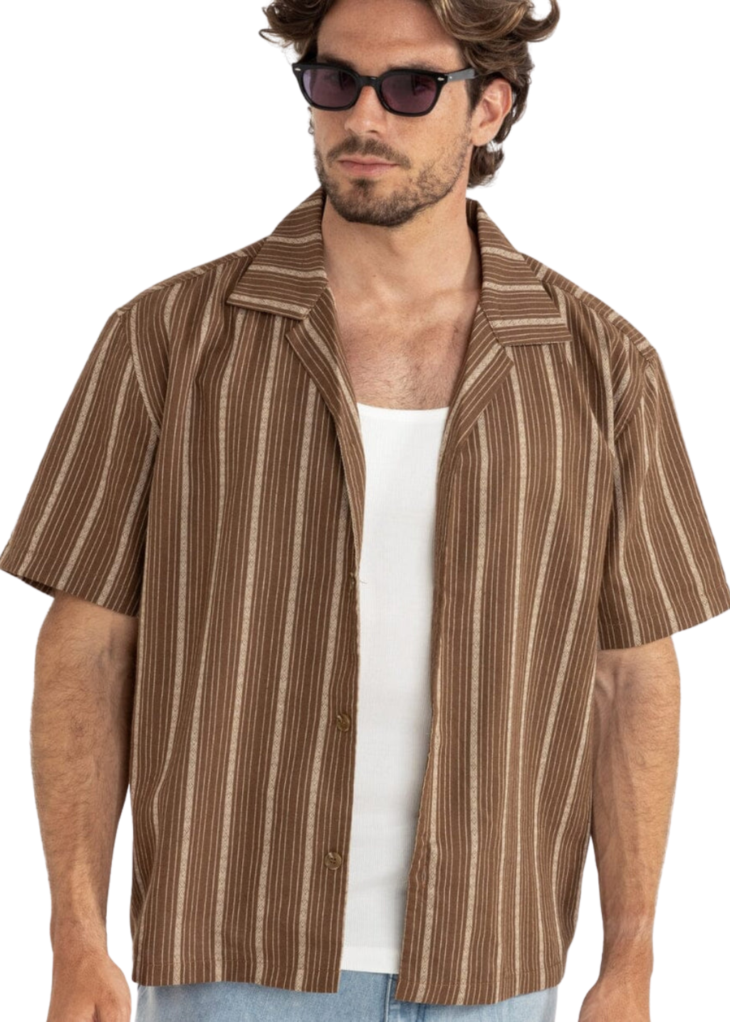 Rhythm - West Winds Stripe SS Shirt - Earth