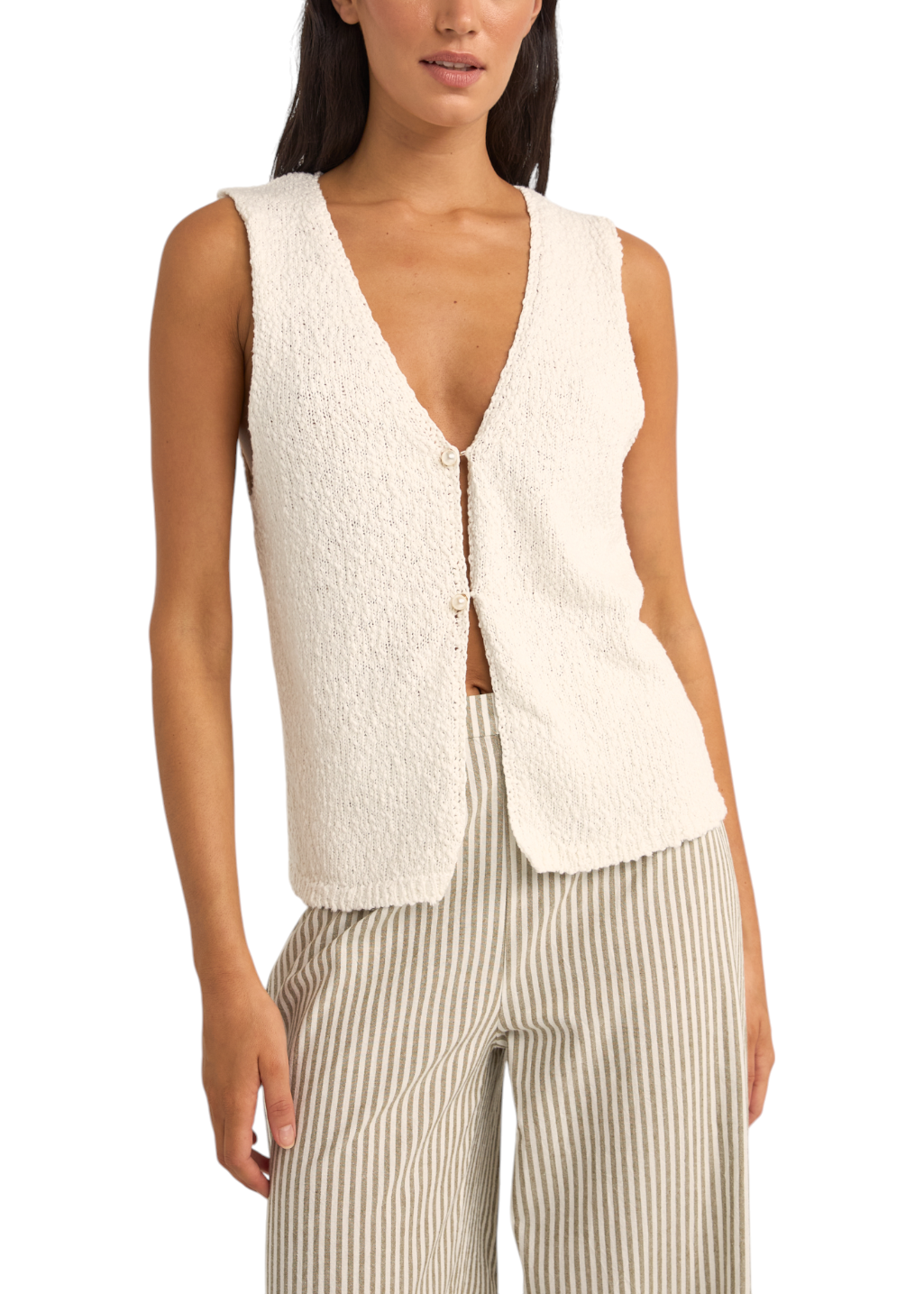 Rhythm - Adele Longline Knit Vest - White