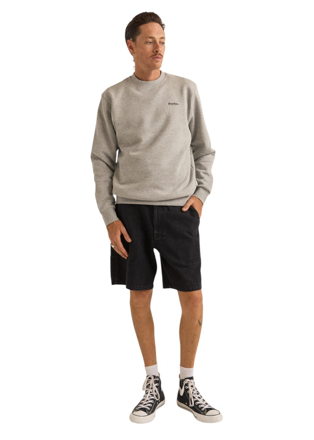 Rhythm - Brand Fleece Crew - Grey Heather