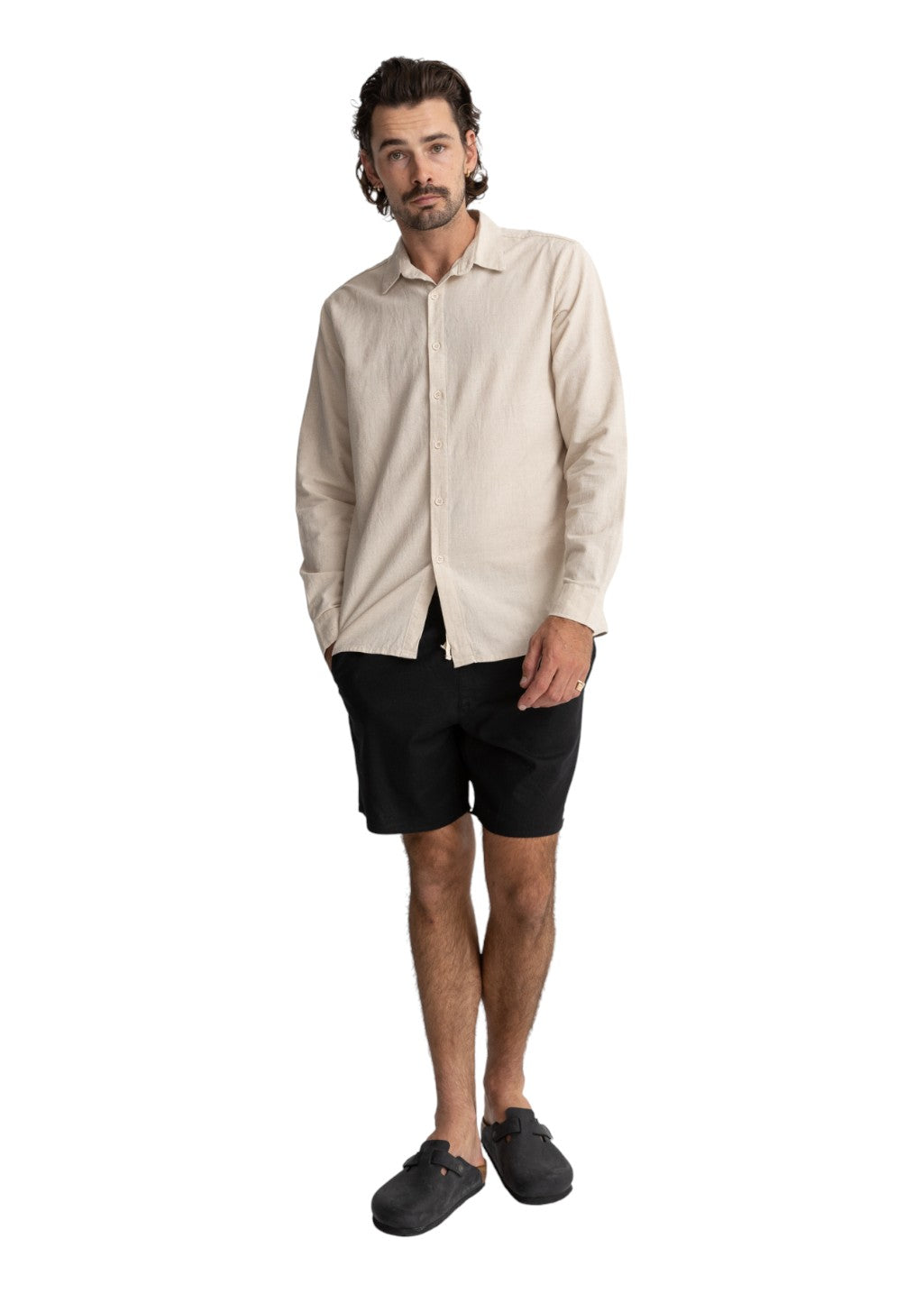 Rhythm - Classic Linen LS Shirt - Sand