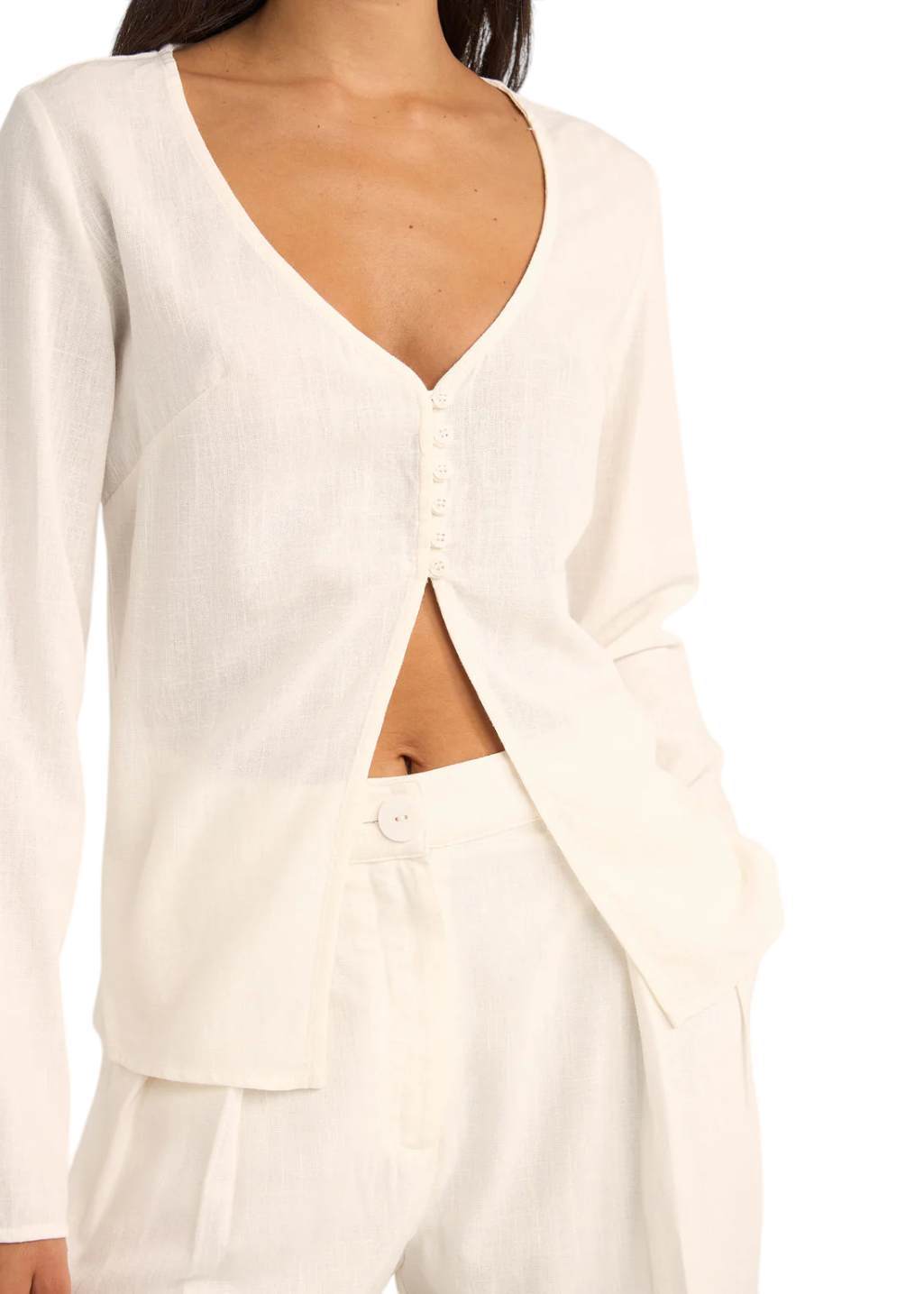 Rhythm - Kayla Long Sleeve Top - White