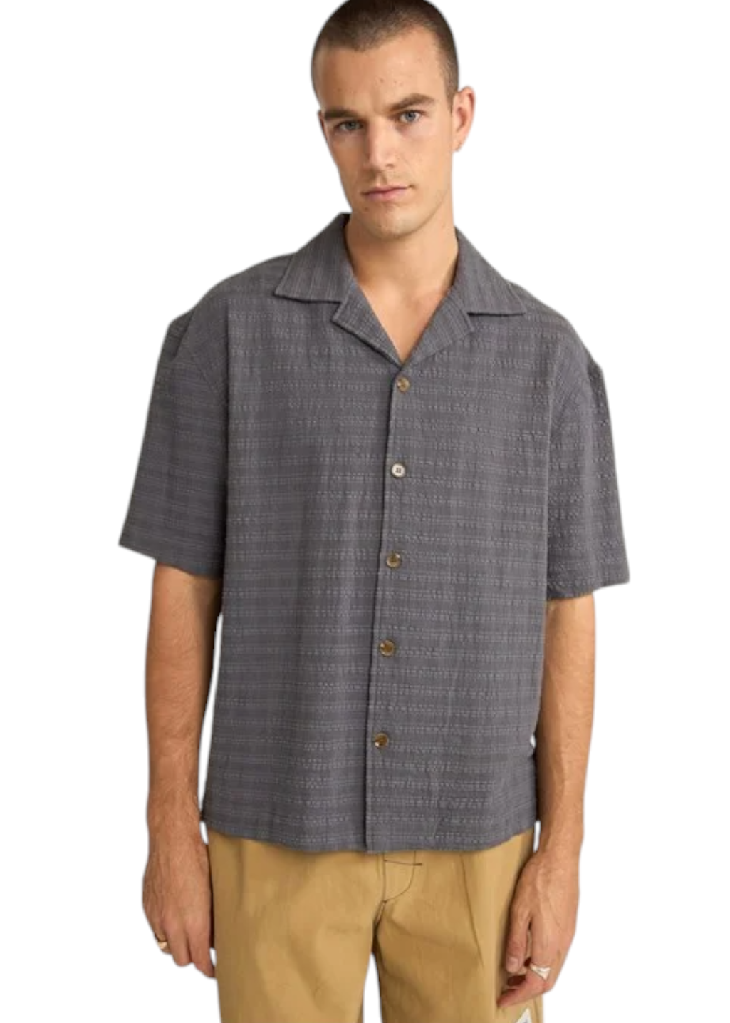 Rhythm - Relaxed Texture S/S Shirt - Charcoal