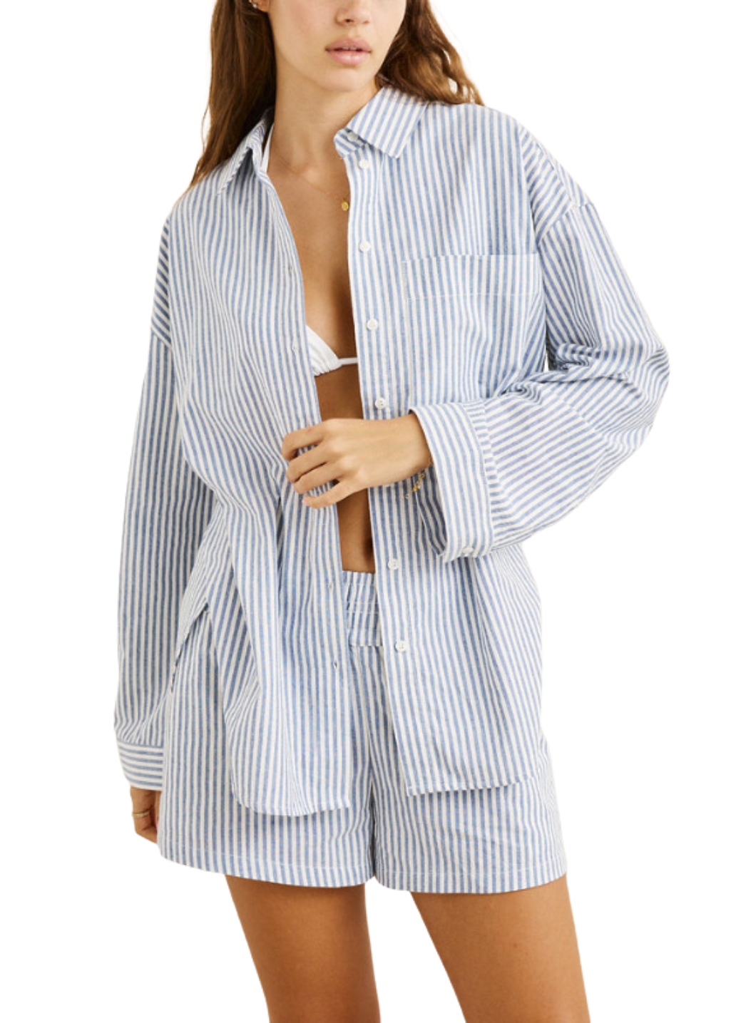 Rhythm - Vista Stripe Oversized Shirt - Blue