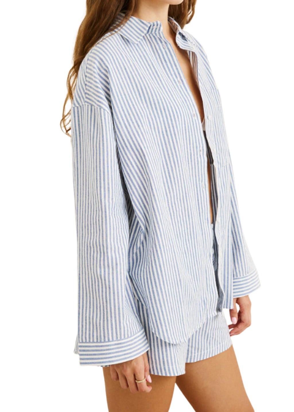 Rhythm - Vista Stripe Oversized Shirt - Blue
