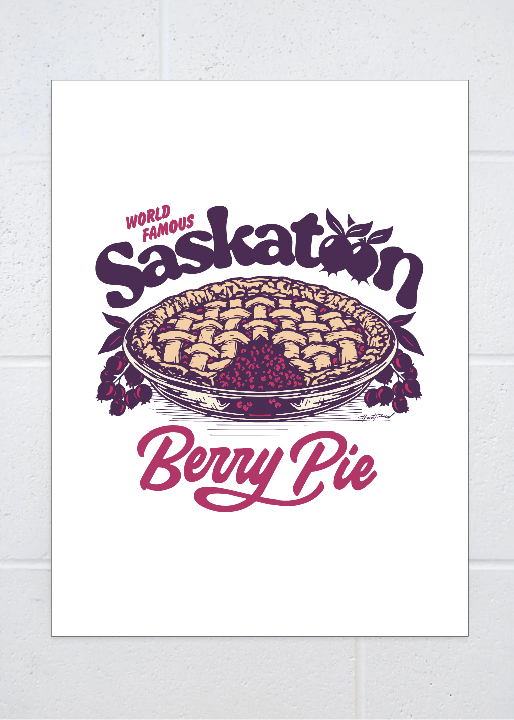 Saskatoon Berry Pie Poster Print | White | 18" x 24"