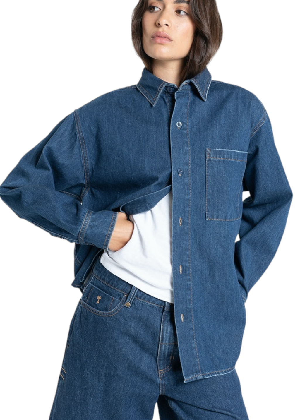 THRILLS - Austin Denim Shirt - Double Indigo Rinse - Hardpressed Print Studio Inc.