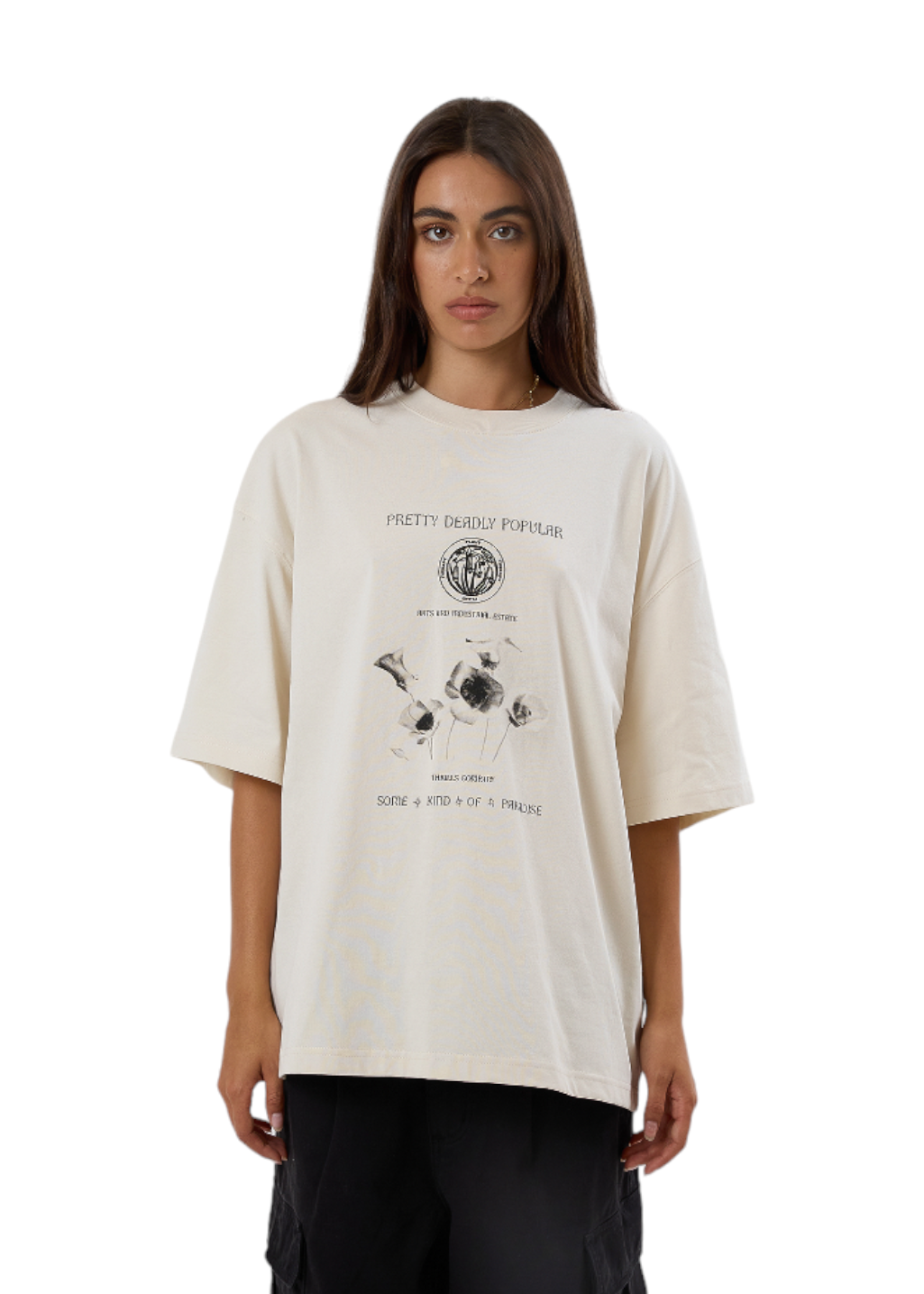 THRILLS - Deadly Posy Oversized Tee - Heritage White - Hardpressed Print Studio Inc.