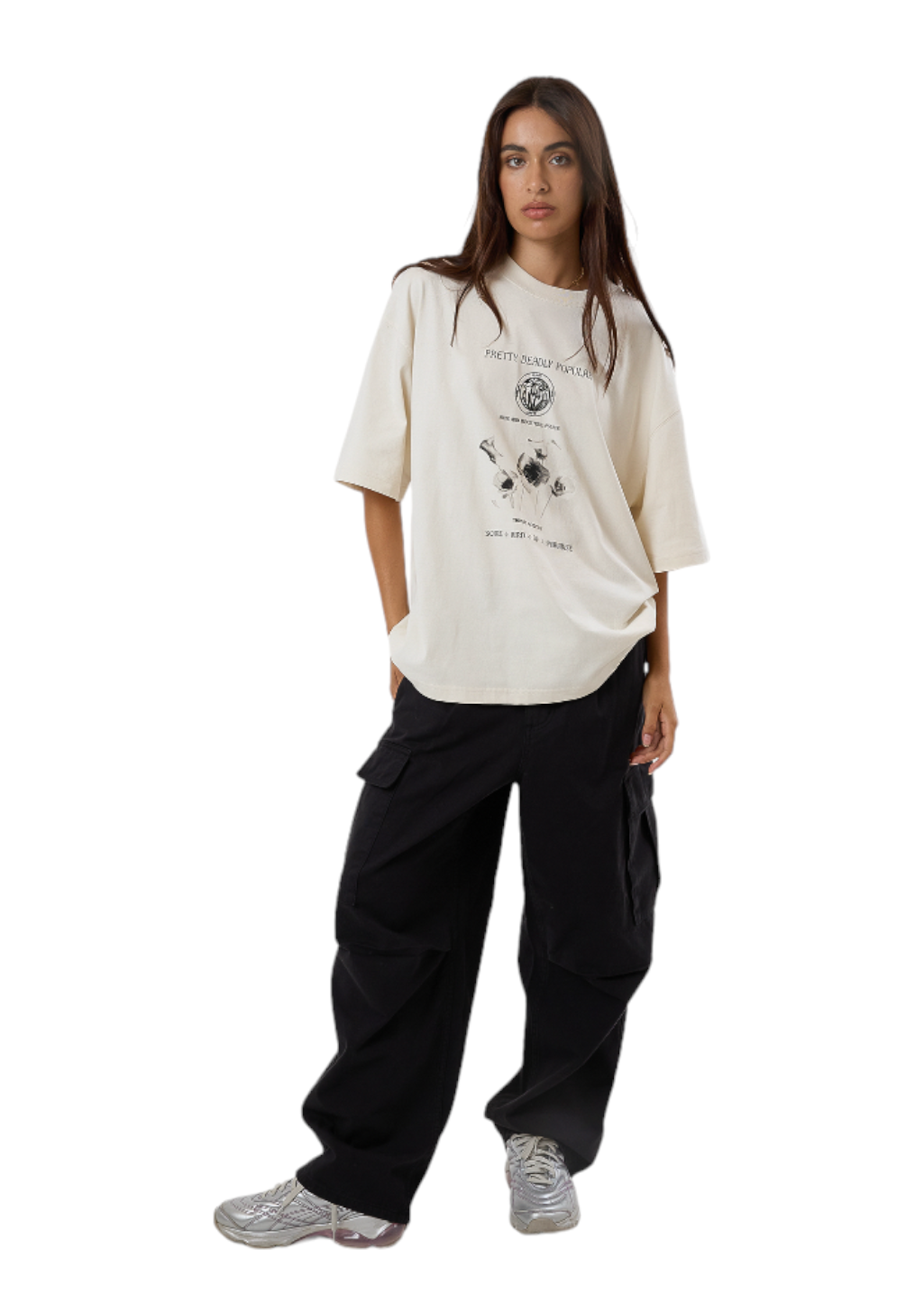 THRILLS - Deadly Posy Oversized Tee - Heritage White - Hardpressed Print Studio Inc.