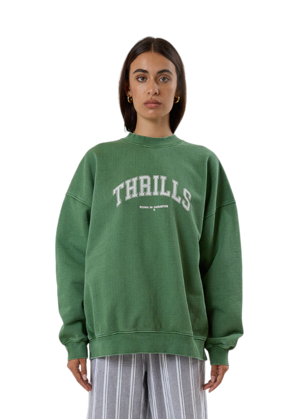 THRILLS - Hard Knocks Cocoon Panel Crew - Elm Green - Hardpressed Print Studio Inc.