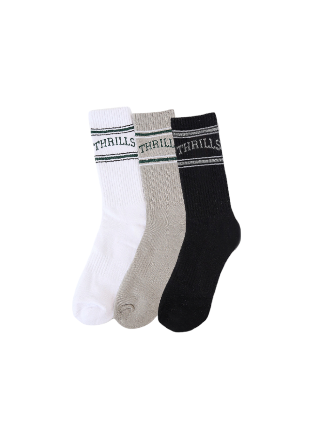 THRILLS - Believe 3 Pack Sock - White/Quiet Grey/Black - Hardpressed Print Studio Inc.