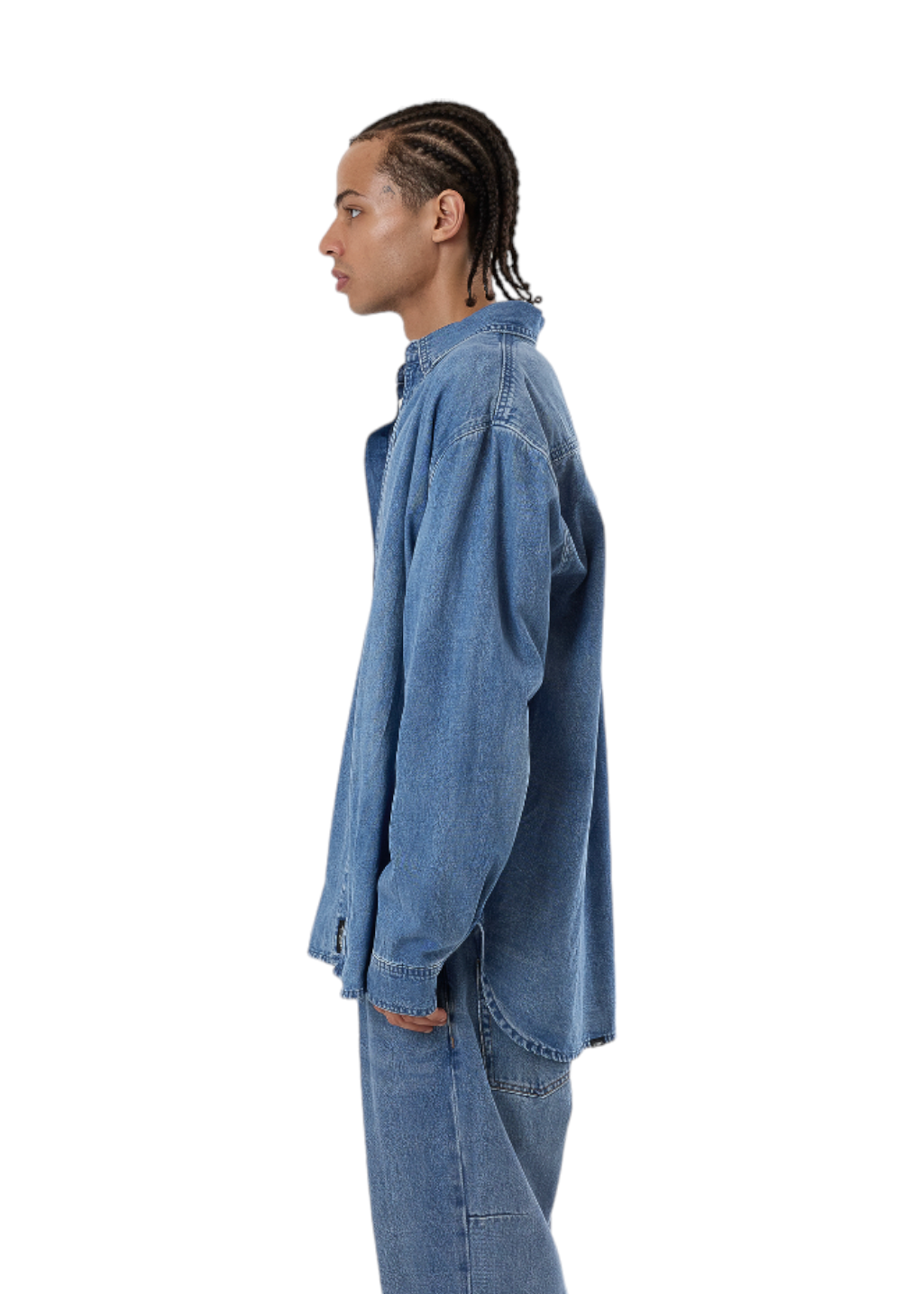 THRILLS - Canyon Oversize Long Sleeve Denim Shirt - Dark Dust Blue - Hardpressed Print Studio Inc.