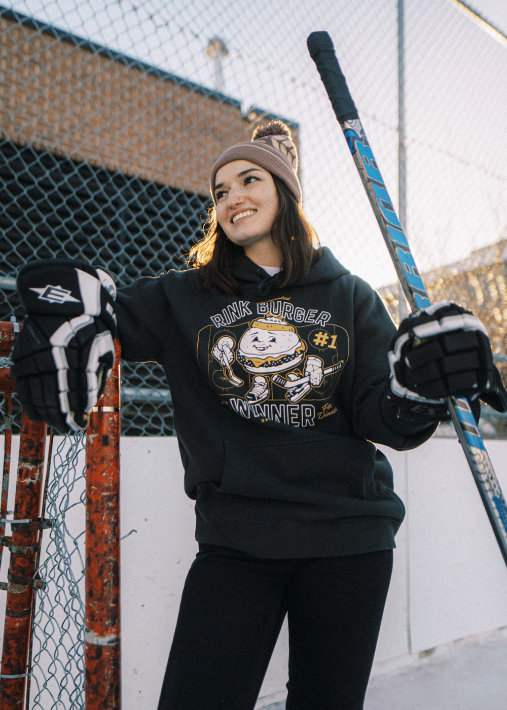 Rink Burger Sweater | Charcoal | Unisex - Hardpressed Print Studio Inc.