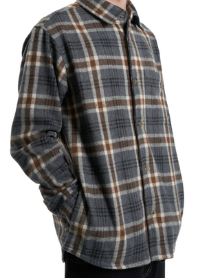 THRILLS - King Long Sleeve Flannel - Grey Marle - Hardpressed Print Studio Inc.