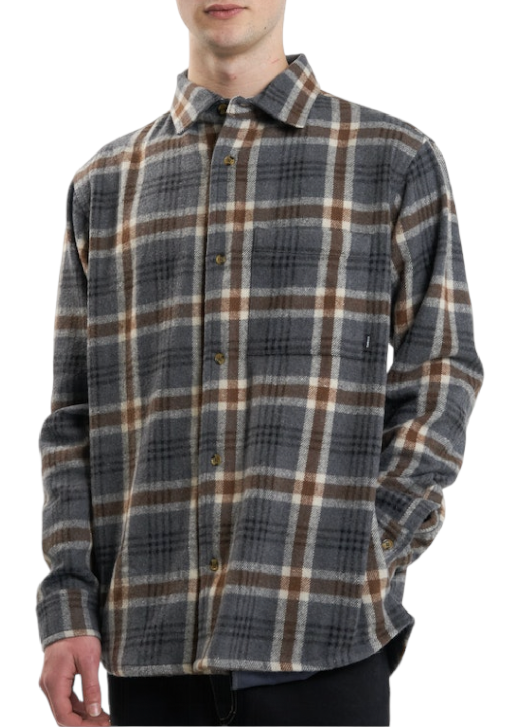 THRILLS - King Long Sleeve Flannel - Grey Marle - Hardpressed Print Studio Inc.