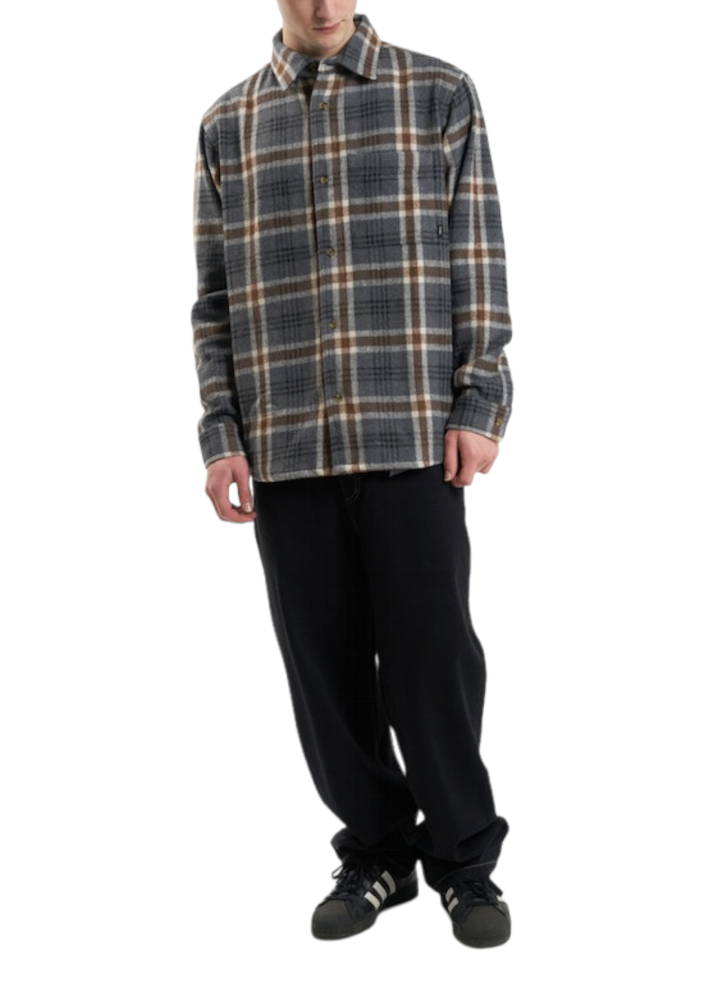 THRILLS - King Long Sleeve Flannel - Grey Marle - Hardpressed Print Studio Inc.