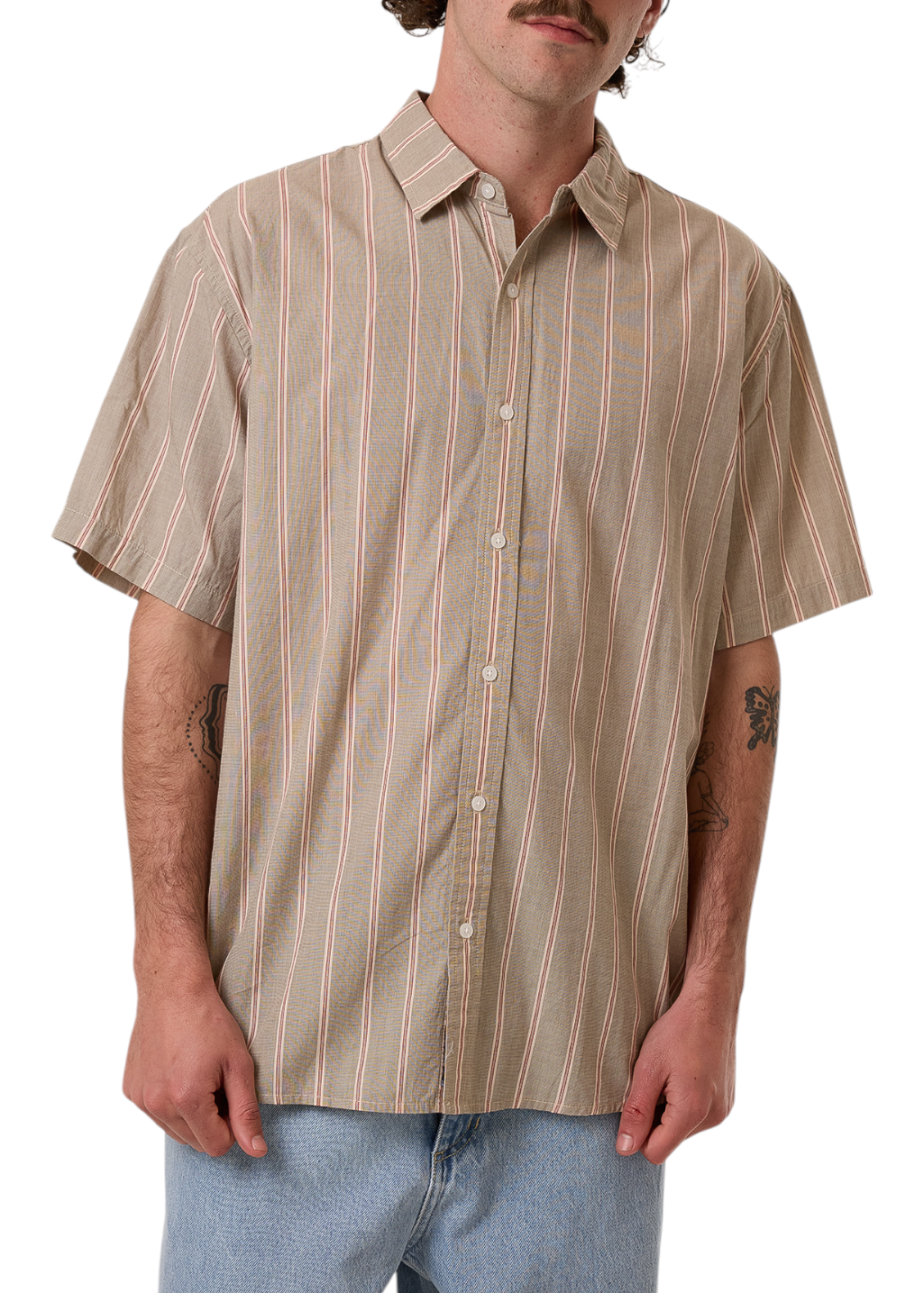 THRILLS - Rooney Stripe Short Sleeve Shirt - String