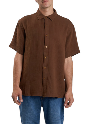 THRILLS - Minimal Thrills Seersucker S/S Shirt - Chestnut - Hardpressed Print Studio Inc.