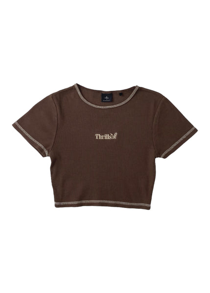 BABYL 「CONVICTION 」 TEE THRILLS - Workwear Embro Crop Baby Tee - Umber | Hardpressed