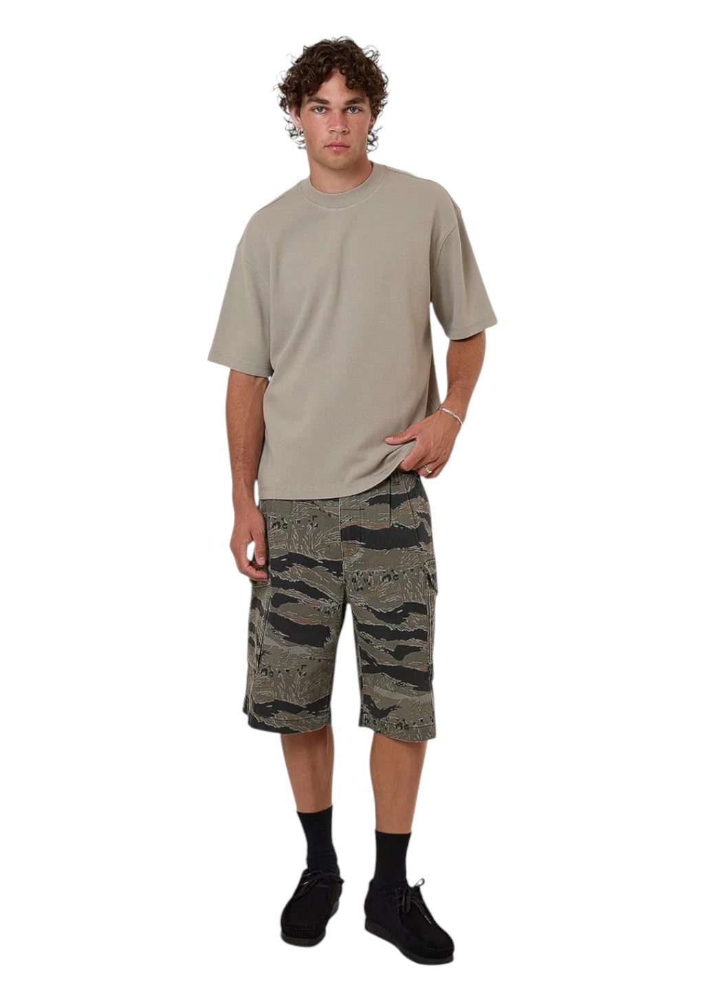 THRILLS - Arts & Industrial Box Fit Oversize Short Waffle Tee - Light Grey