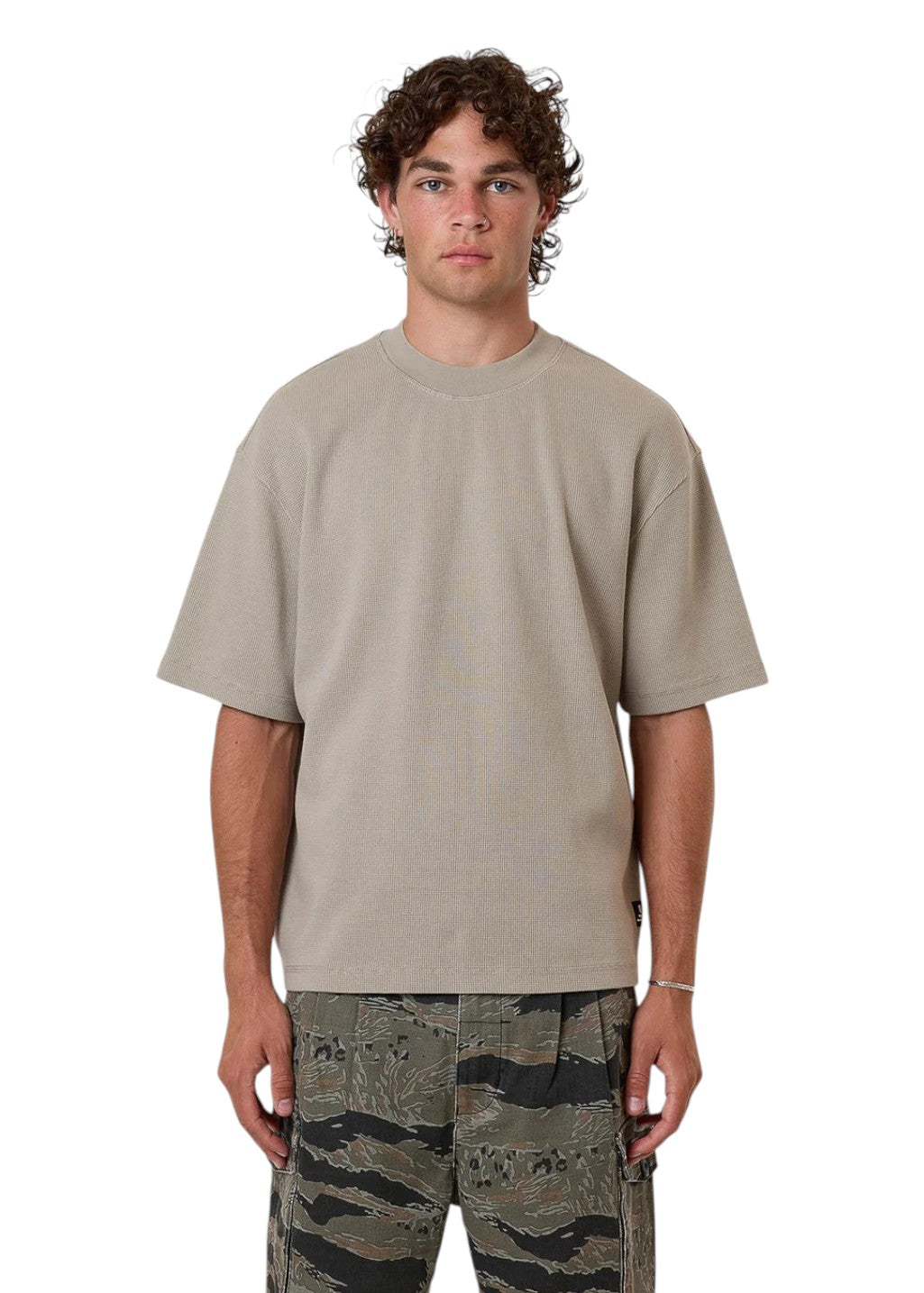 THRILLS - Arts & Industrial Box Fit Oversize Short Waffle Tee - Light Grey