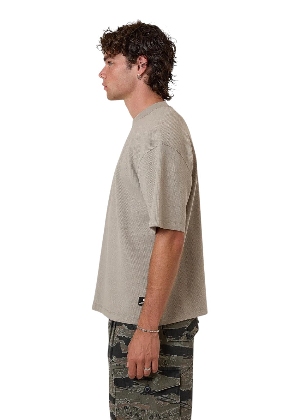 THRILLS - Arts & Industrial Box Fit Oversize Short Waffle Tee - Light Grey
